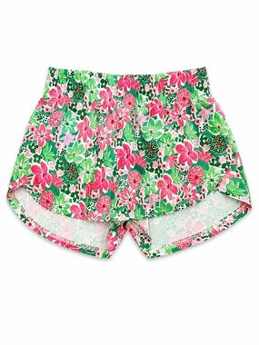 Azarhia Floral Print Pink & Green Athletic Shorts